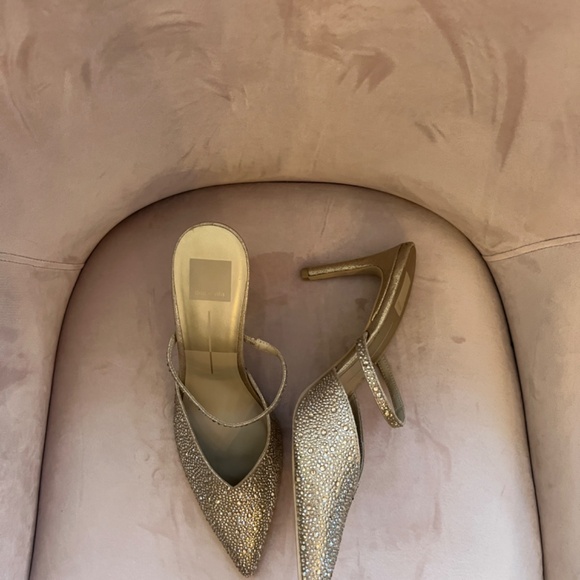 Dolce Vita Kanika Rhinestone Crystal Heels Dress Mules Champagne Sparkle 8.5 - Picture 2 of 10